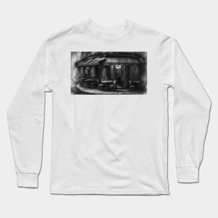 Sidewalk Cafe in Black and White Long Sleeve T-Shirt